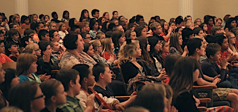 Children attending a free Sherman Symphony Orchestra concert