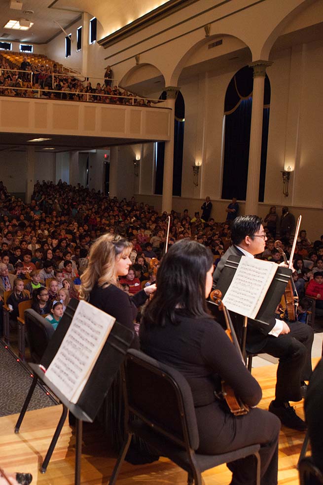 Children in the audience of classical music concert